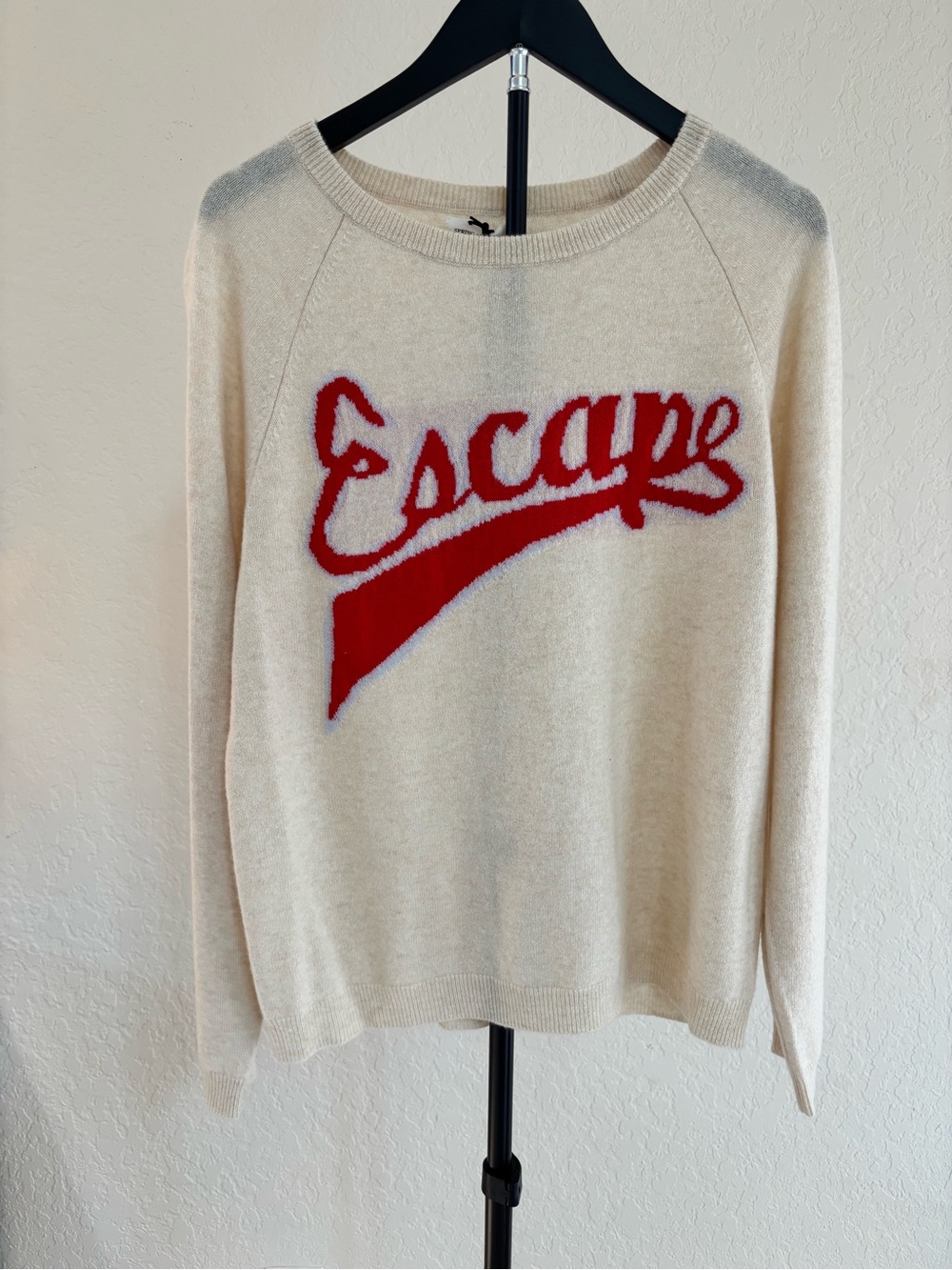 Escape Logo Crewneck Sweater in Cream and Red - Women